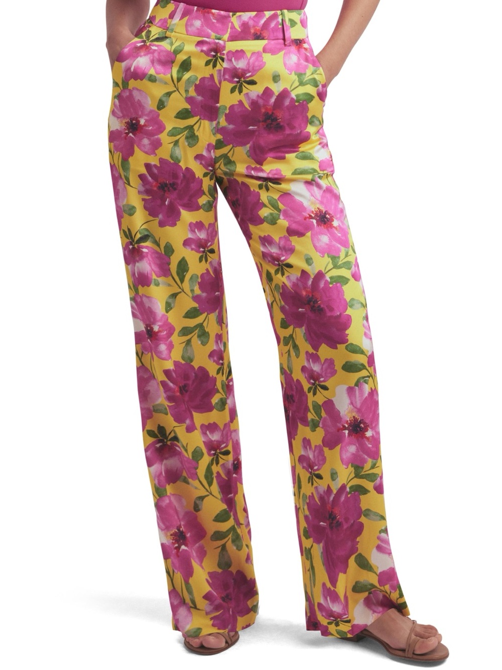 Favorite Daughter Bright Yellow & Pink Floral Wide-Leg Pants